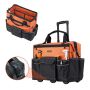 Tool bag with wheels, 27 pockets, telescopic handle, 50 kg load capacity