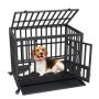 38 Inch Heavy Duty Dog Crate with 3 Doors, Wheels, and Removable Tray