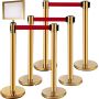Post barriers with 6.6 red stripes, stainless steel, gold color