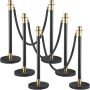 Crowd control barrier set, 6 pieces, black velvet rope