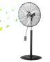 Industrial 24-inch pedestal fan, black, height adjustable, 3 speeds