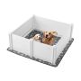 Dog whelping box with adjustable door, 48x48x18.1 inches, PVC, milky white