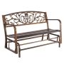 Outdoor bench 127 cm, carbon steel frame, cast iron backrest, antique bronze