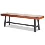 Wooden outdoor bench with metal leg, 63 inches, 500 lb load capacity