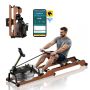 Wooden water rowing machine with 14 L tank and LCD screen