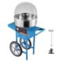 Electric cotton candy machine 1000W with trolley, blue, stainless steel