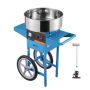 Electric cotton candy maker 1000 W with trolley and stainless steel bowl, blue