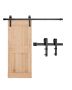 5FT Black Sliding Barn Door Hardware Kit, Load Capacity 330 lbs, Compatible with 30" Width, 1-3/8-1-3/4" Thick Doors