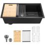 84 cm black undermount granite single bowl farmhouse style kitchen sink
