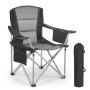 Folding heavy duty outdoor chair for adults, black, with padded backrest and cup holder