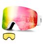 OTG rimless ski goggles with cylindrical magnetic lenses, TPU frame