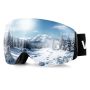 Rimless ski goggles with silver "revo" spherical lenses, OTG, ventilation, TPU frame