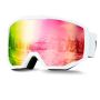 OTG ski goggles, cylindrical lenses with pink revo coating, TPU frame