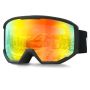 OTG ski goggles, orange cylindrical revo lenses, TPU frame