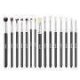 15-piece makeup brush set with wooden handle, synthetic bristles