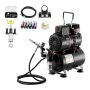 Professional dual action airbrush kit with compressor and paint