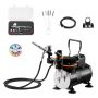Professional dual-action airbrush kit with compressor and accessories