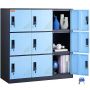 Metal 9-door employee locker with keys, black