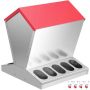 Automatic galvanized bird and chicken feeder with lid, 25 lb capacity