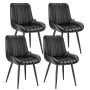 Modern dining chair set of 4, black fabric upholstered chairs