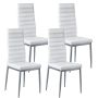 Modern leather dining chair set, 4 pcs, white