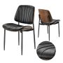 Modern 2-Piece Black Leather Dining Side Chairs with Metal Legs
