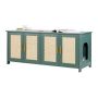 Cat litter box enclosure with rattan door, 120 cm, green