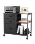 Metal mobile filing cabinet with drawers and shelves, black