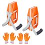 Two-handed stone lifting grips, 299 kg, rubber-lined, 0-60 mm