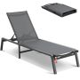 Outdoor chaise lounge, aluminum lounge chair, foldable, dark gray