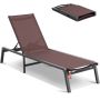Chaise lounge chair made of aluminum, brown, adjustable, foldable
