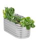 Metal galvanized raised bed, 4x2x2 feet, oval, silver