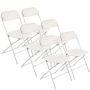 Folding plastic chairs with metal frame, white, 6 pcs.