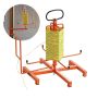 Cable dispenser with metal handle and swivel loop, portable