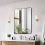 Wall-mounted makeup mirror, 24x36 inches, aluminum frame