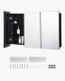 Bathroom medicine cabinet, aluminum frame, mirrored, 25.5x40 cm, wall cabinet