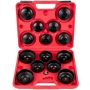 Oil filter wrench set, 14 pieces, steel, 3/8" low profile