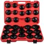 Oil filter head set, 30 pieces, steel, 3/8 inch, low profile