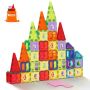 Magnetic tile set for children, 121 pcs., with cars and cards, STEM educational constructor