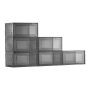 Stackable transparent shoe boxes with magnetic doors, 6 pcs., black