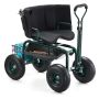 Garden chair with casters, height-adjustable and 360° rotating seat, 181 kg load capacity