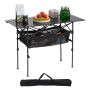 Foldable portable aluminum camping table, black, adjustable height
