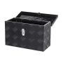 Sturdy black aluminum tool box with handles, 16"x7.5"x10"