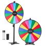 Rotating prize wheel with stand, 914 mm, 18 slots, adjustable height, 6 colors