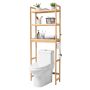Over the Toilet Shelf, 3 Tier Bamboo Bathroom Organizer with Hooks