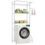 Above the washing machine shelf, 3 tiers, with hooks, white