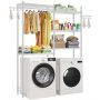 Adjustable 5-tier white washing machine and dryer board with hooks