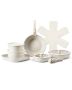 17-piece induction pot and pan set with white tempered glass lid