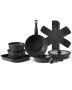 17-piece granite non-stick induction pot and pan set, black, with tempered glass lid