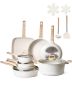 19-piece granite pot and pan set with non-stick coating, white, induction